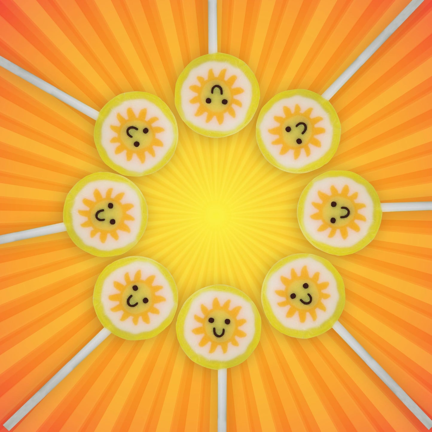 Sun Candy Lollipops - 30 Count Individually Wrapped Suckers Bulk - Cute Fun Summer Themed Yellow Candy Favors - Beach Theme Part