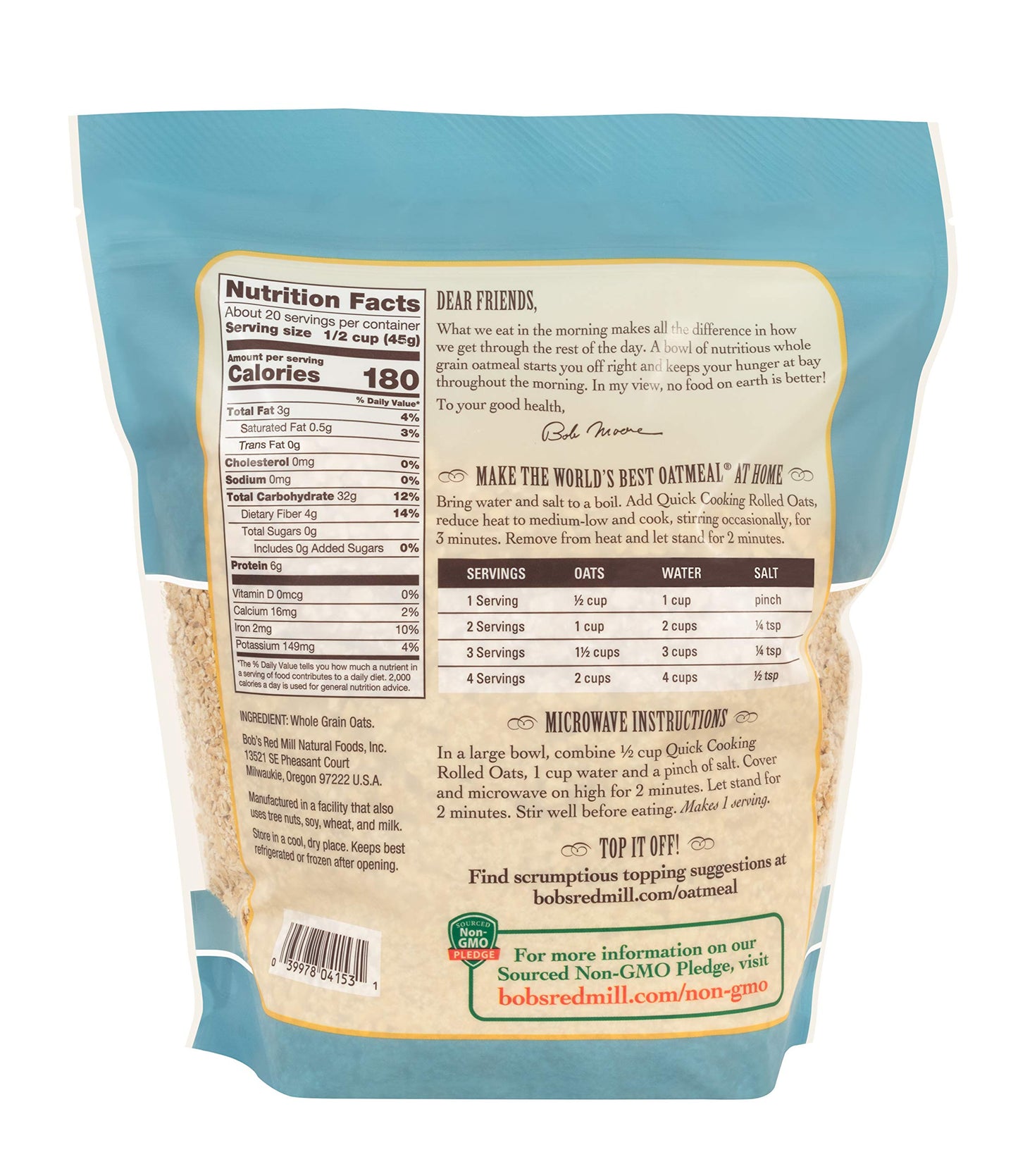 Bob's Red Mill Quick Cooking Rolled Oats, 32-ounce (Pack of 4)