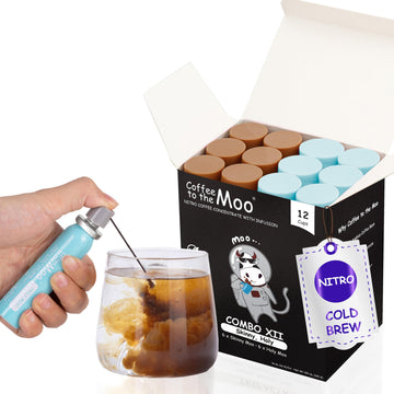 Coffee to the Moo Nitro Cold Brew Coffee Concentrate Combo Pack - KETO & Mushroom Coffee | Instant Iced or Hot | Pocket/Purse Si