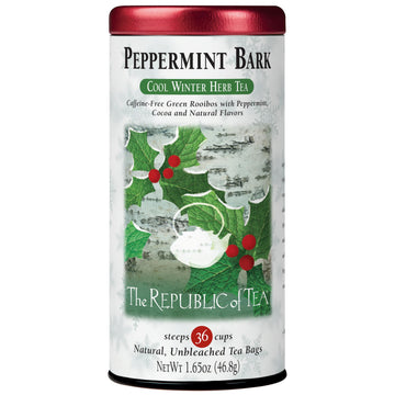 The Republic of Tea Peppermint Bark Herb Tea, Caffeine-Free, 36 Tea Bags, 36 Count