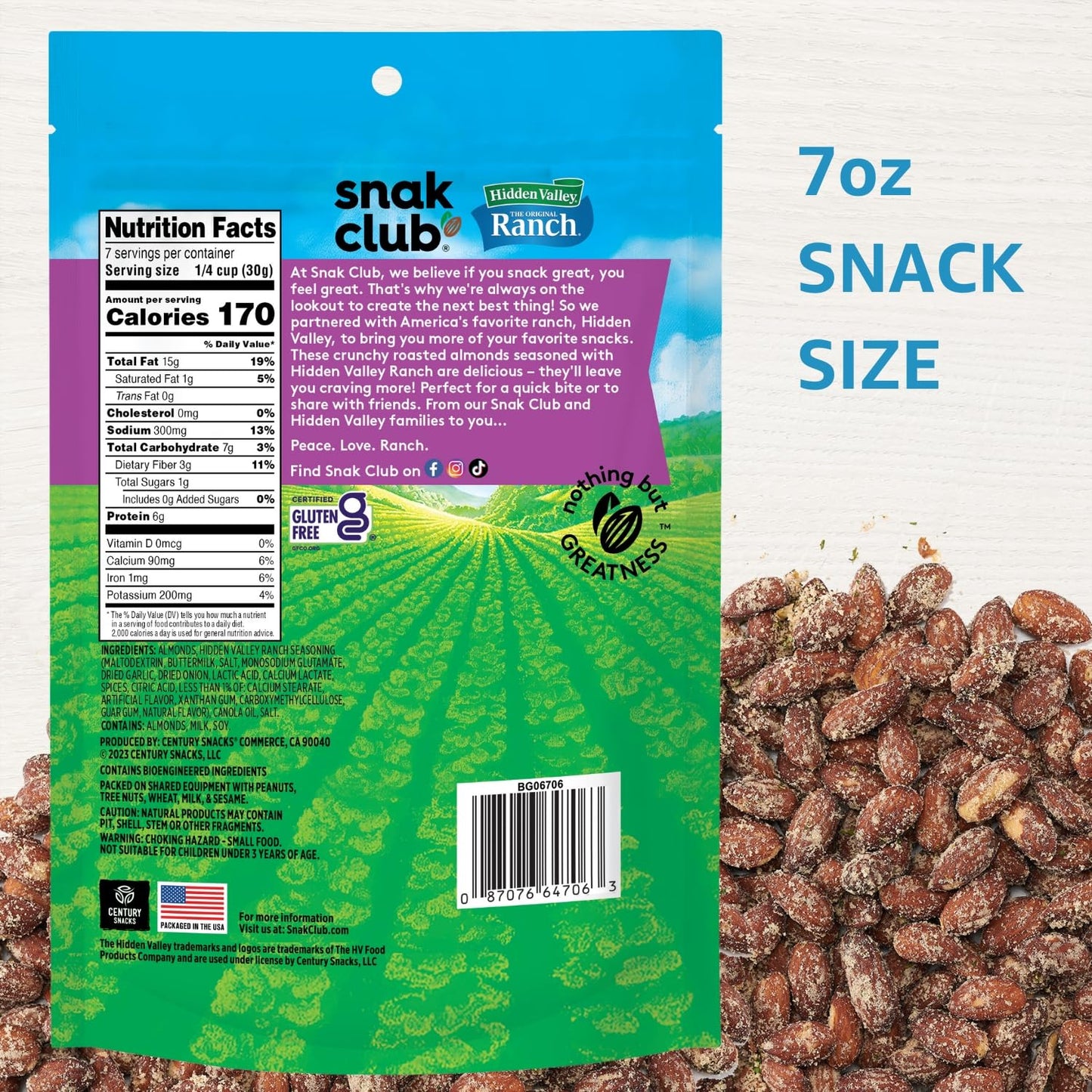 Hidden Valley Ranch Almonds 7oz/6ct