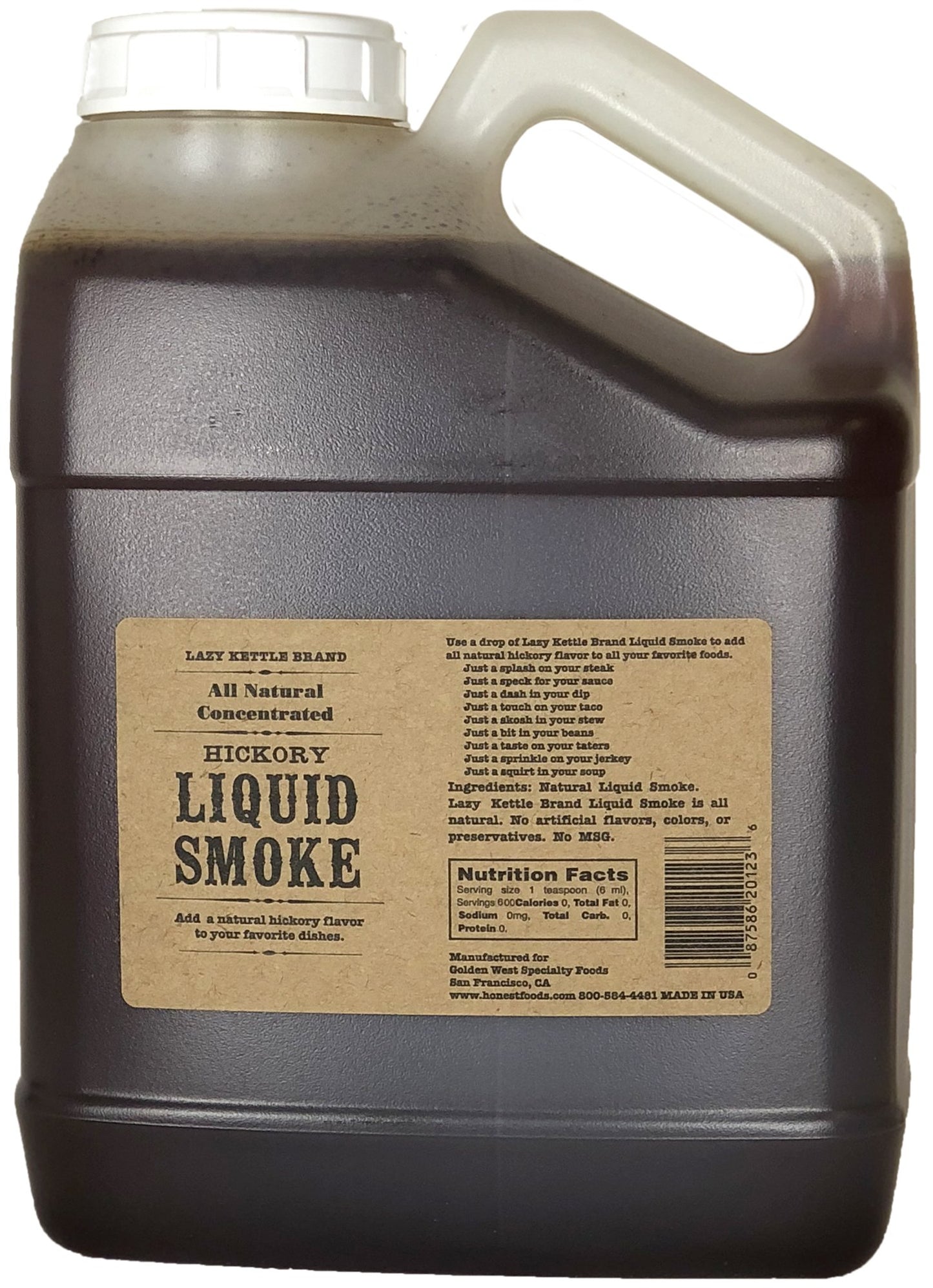 Lazy Kettle All-Natural Liquid Smoke  Hickory Smoke Great For Cooking 128 Oz