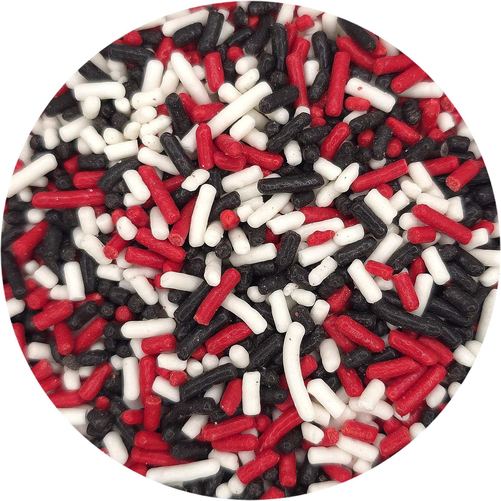 NCS Mouse Red, White and Black Edible Jimmies Mix Sprinkles, 8 ounces - Great for Cupcakes, Cookies, Cakes, Cakes Pops