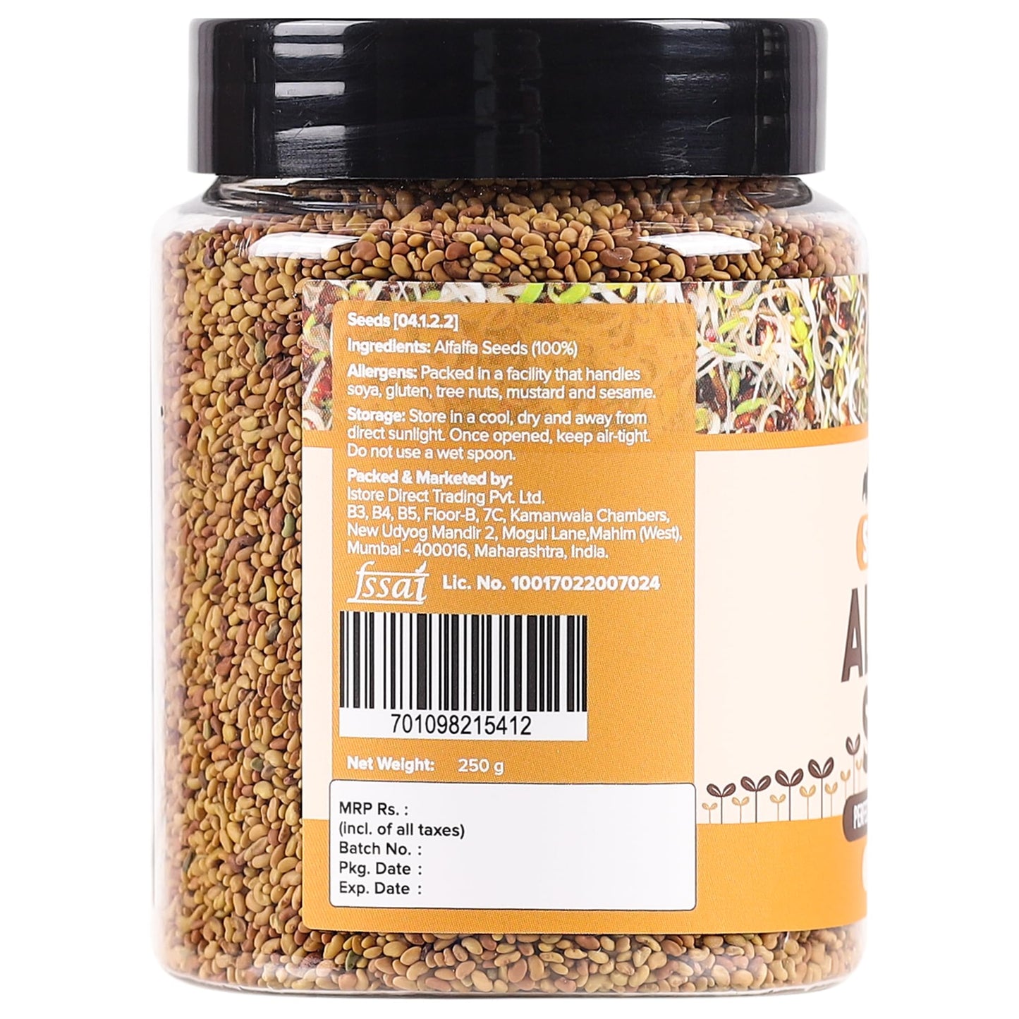 Urban Platter Alfalfa Sprouting Seeds | 250g | Non-GMO, Preservative-Free | Perfect for Salads, Smoothies, and Fresh Sprouts