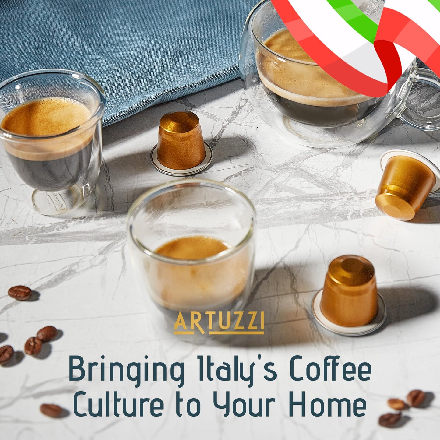 Artuzzi Decaf Espresso Pods for Nespresso Machines | 60ct Aluminum compact pieces | 100% Arabica Italian Roast