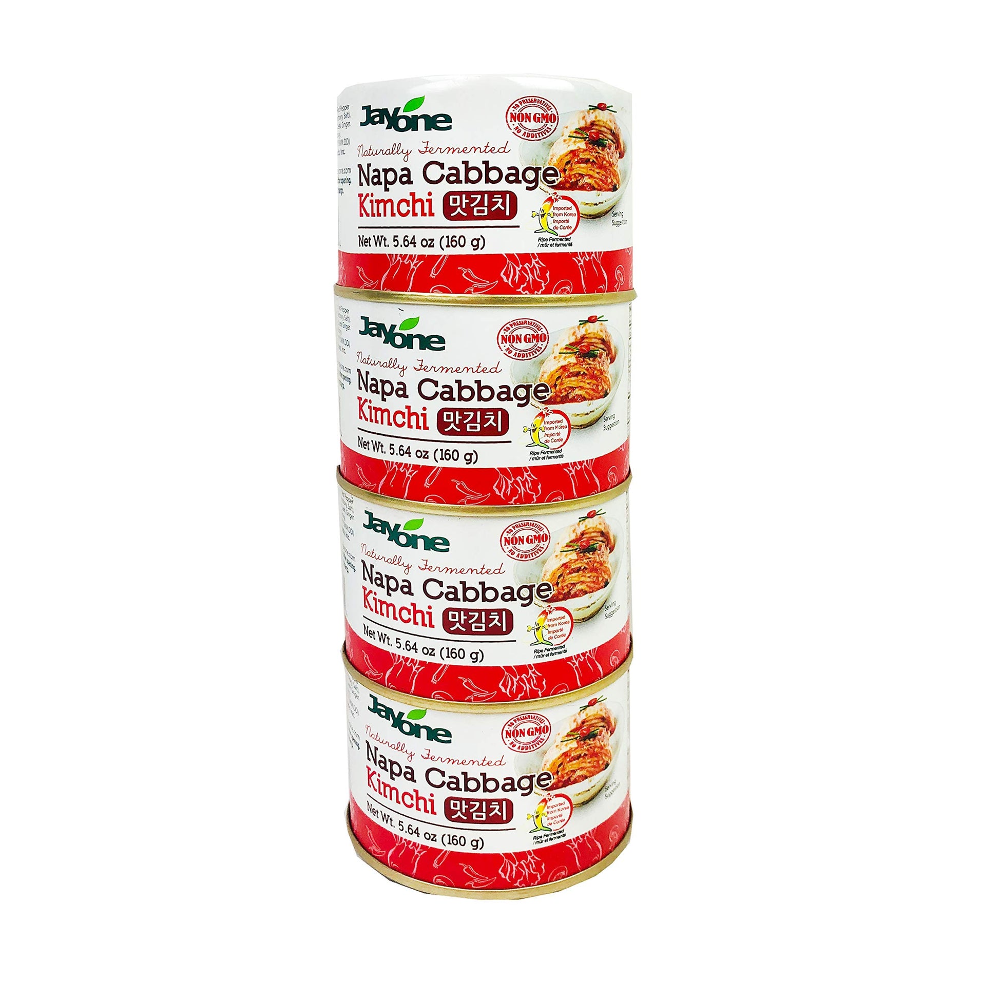 Korean Canned Kimchi, Napa Cabbage Kimchi, Naturally Fermented, Non-GMO, No preservatives, No additives- (5.64oz x 4)