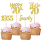 24 Pcs Happy 70Th Birthday Cupcake Toppers Glitter Hello 70 Cupcake Picks Seventy Since 1953 Cupcake Decorations For 70Th Birthd