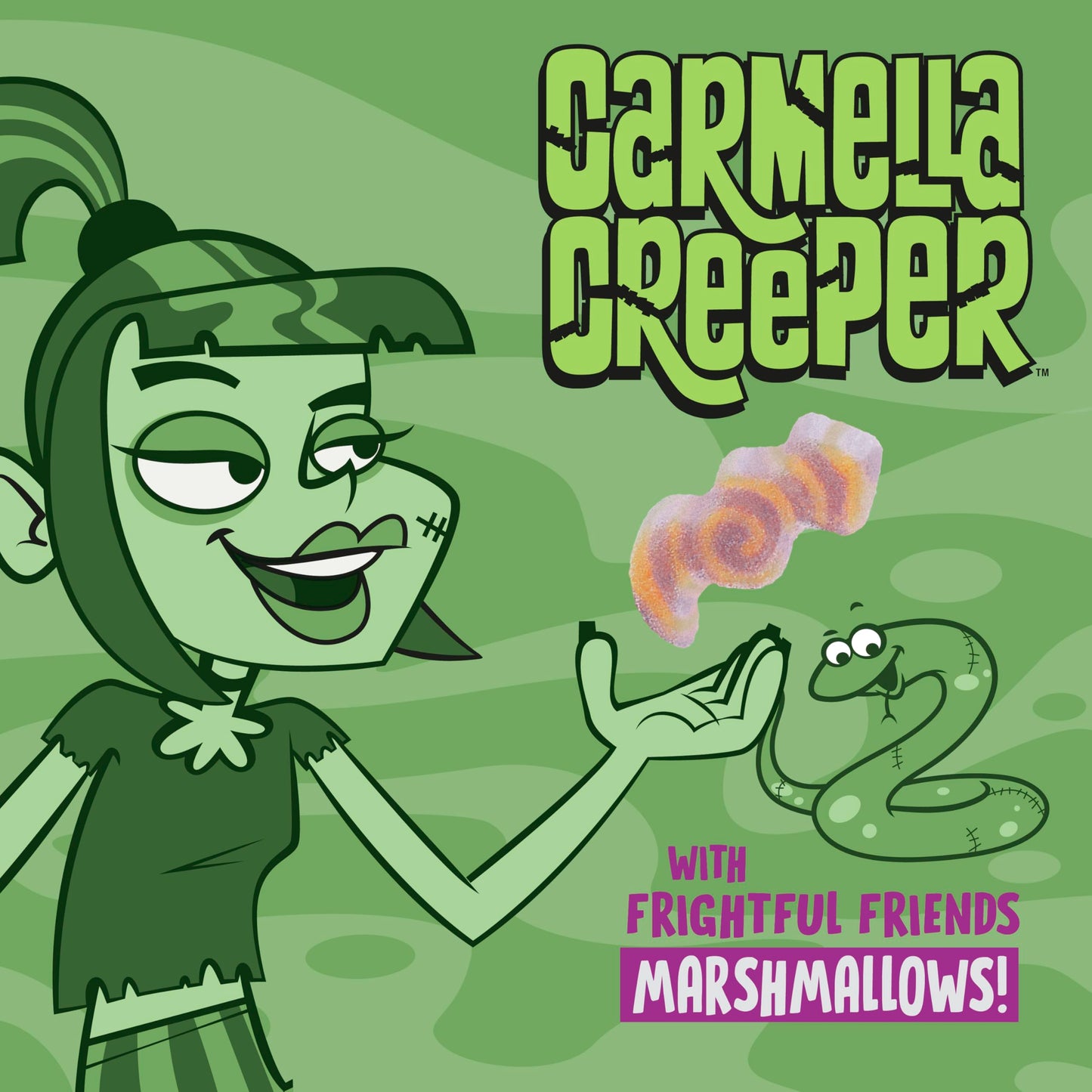 Carmella Creeper Cereal With Monster Marshmallows, Caramel Apple Flavored Kids Cereal, Limited Edition, Made With Whole Grain, Family Size, 15.8 Oz