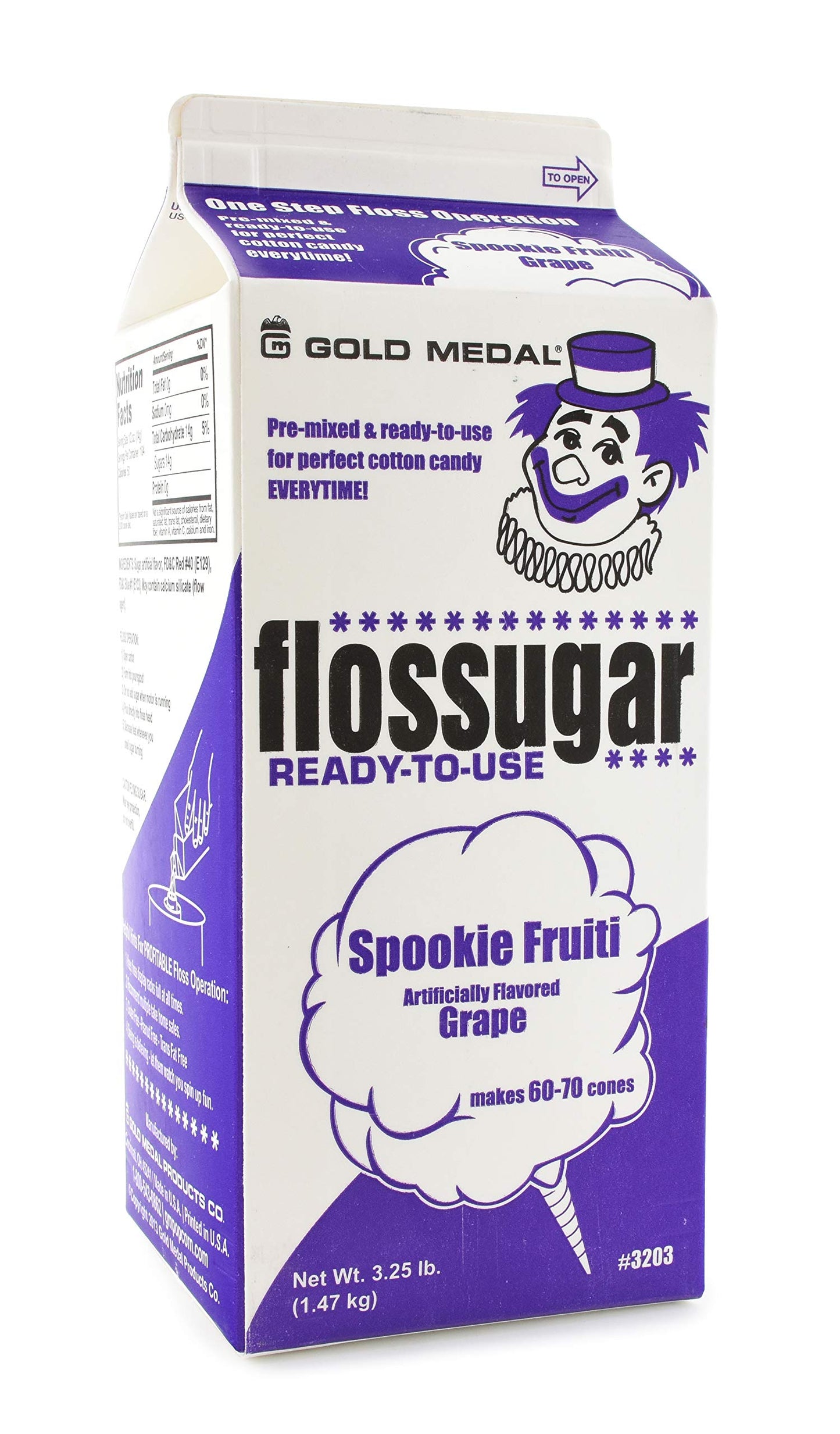 SNAPPY Cotton Candy Flossugar, 52 Oz - 1/2 Gallon, Pack of 6, 3.25 Pound Total Weight