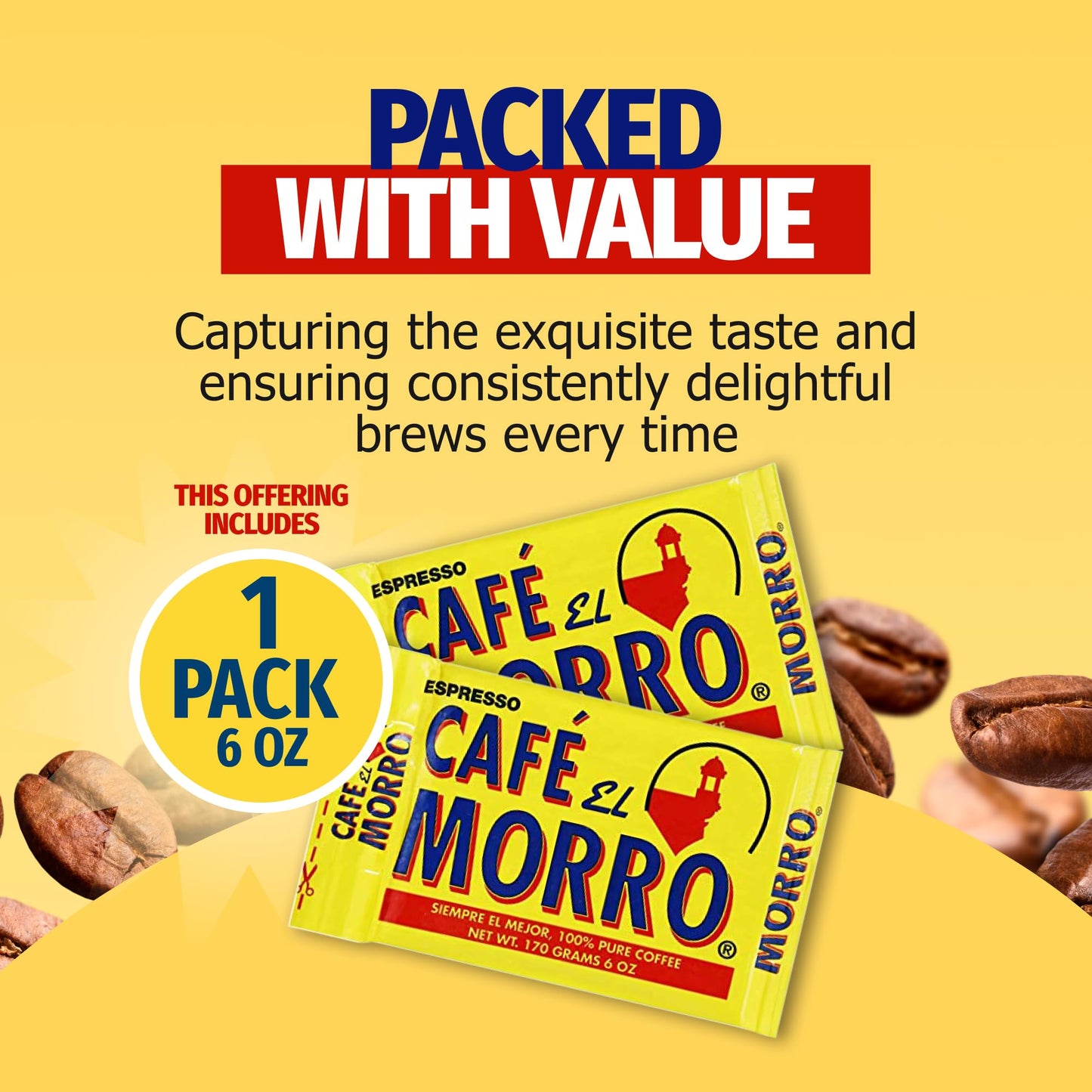 Cafe El Morro Dark Roast Espresso Ground Coffee, Vacuum Sealed, 6 oz (1-Pack)