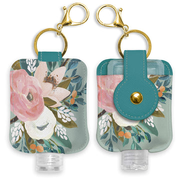 Studio Oh! Hand Sanitizer Holder With Travel Bottle Refillable Mini Bottle In Sunny Skies Ahead With Portable Keychain Holder Ke