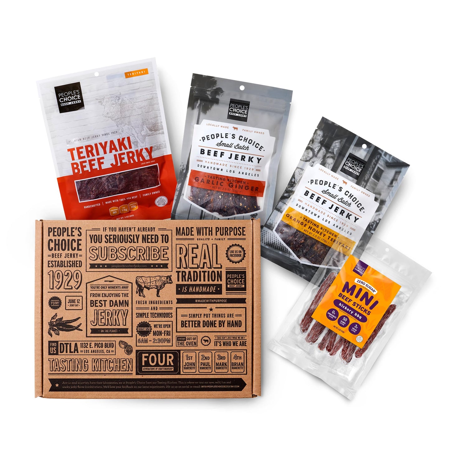 People’S Choice Beef Jerky – Box – Sweet Tooth – Sweet Set – Unique Gifts For Men – High Protein Meat Snack Sampler – Made In Usa – 4 Bag Variety Pack