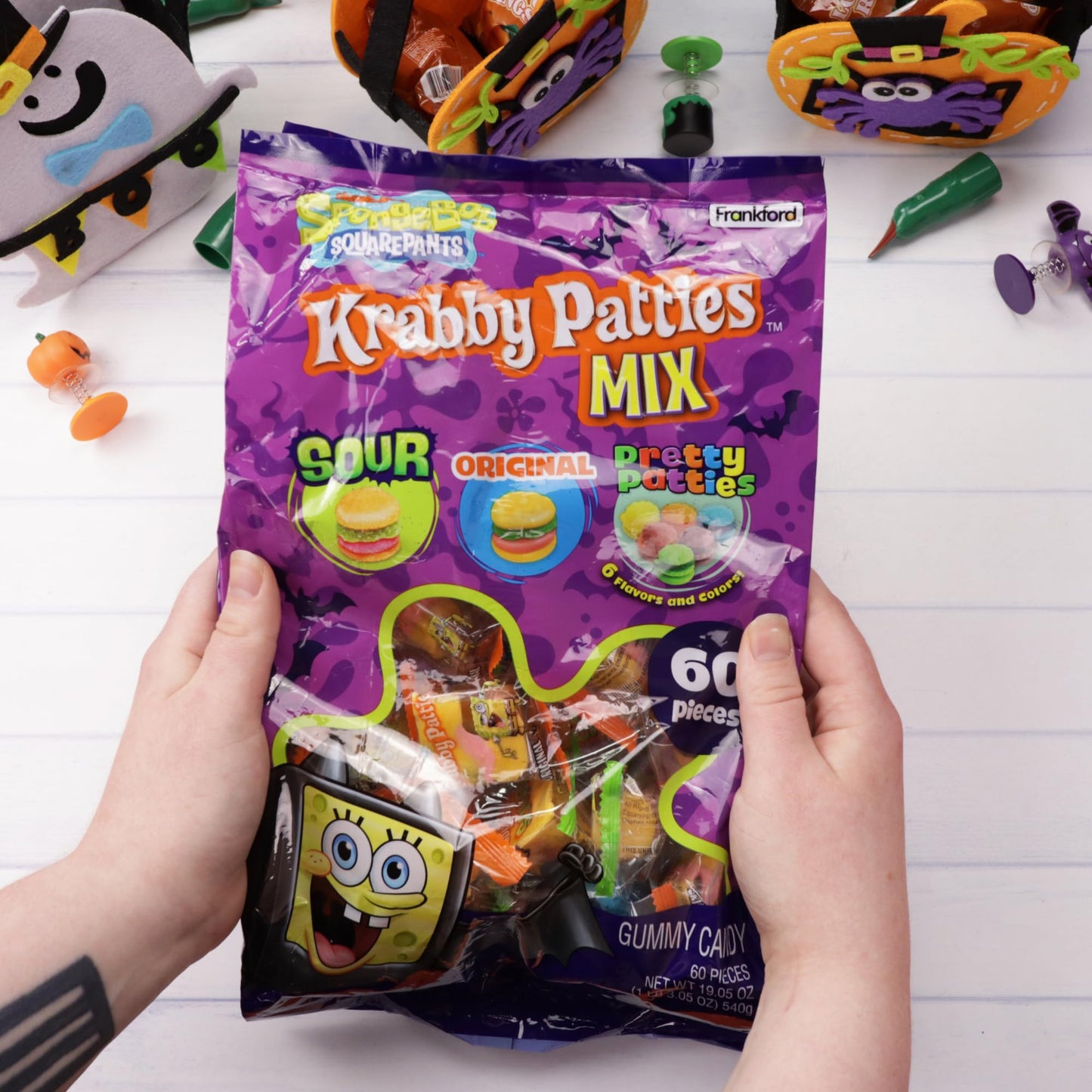 Bulk Krabby Patties Halloween Gummy Mix, Individually Wrapped Trick or Treat Candy, 60 Pieces Total, 19.05 Ounces
