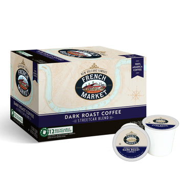 French Market Streetcar Blend Dark Roast Single Serve Coffee Pods, 12ct Box (Pack of 1)