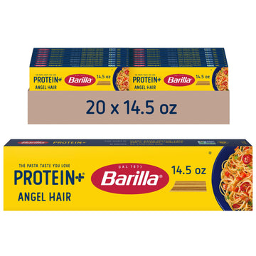 Barilla Protein+ (Plus) Angel Hair Pasta, 14.5 Ounce (Pack of 20) - plant based - Made from Lentils, Chickpeas & Peas - Non-GMO,