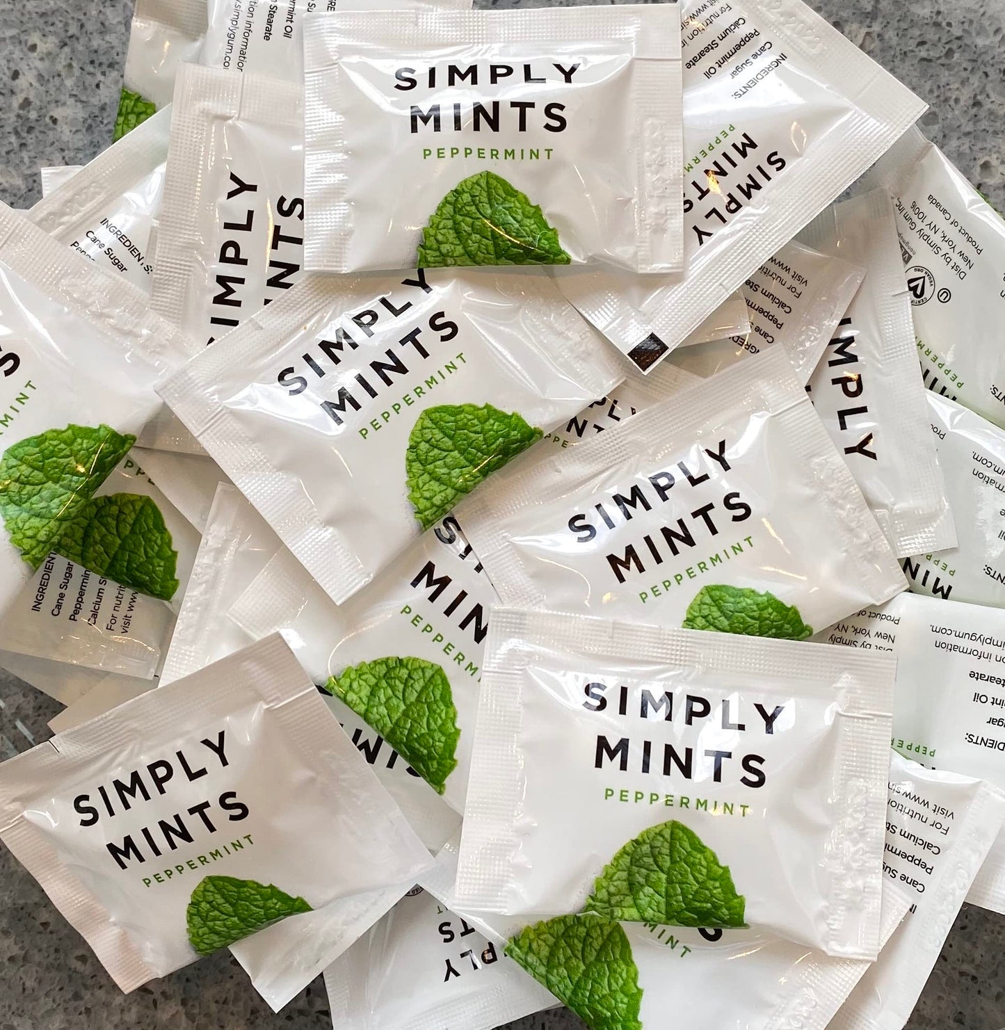 Simply Gum Peppermint Mints | Vegan, Non-GMO | 50 Individually Wrapped Pouches | White