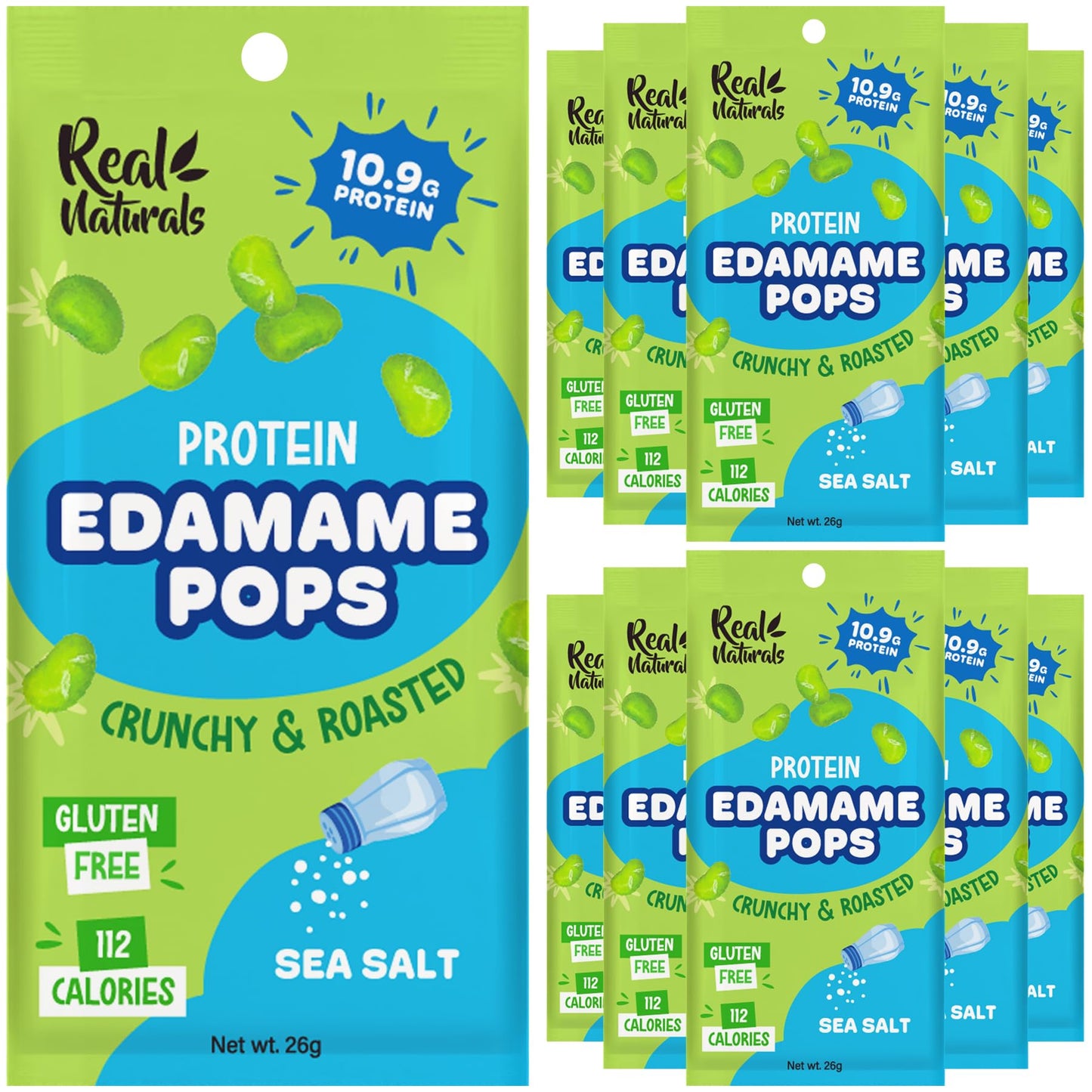 Crunchy roasted Edamame Beans snack (10 Pack sea salt) high Protein snack dry roasted edamame. Healthy keto snacks for adults & 