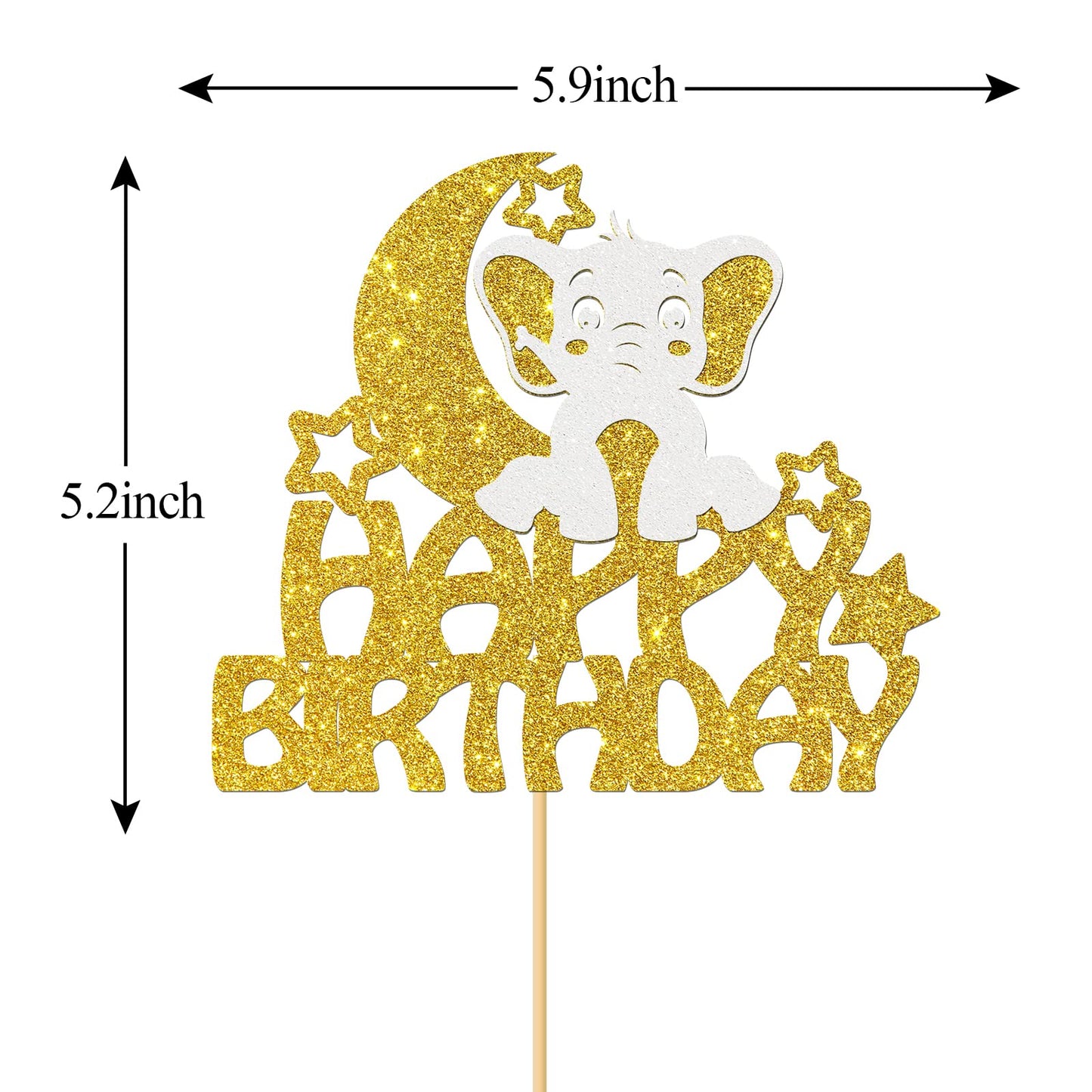 Monmon & Craft Elephant Happy Birthday Cake Topper/Baby Children 1St Birthday Zoo Cake Decor/Baby Shower/Cute Elephant Wild Anim