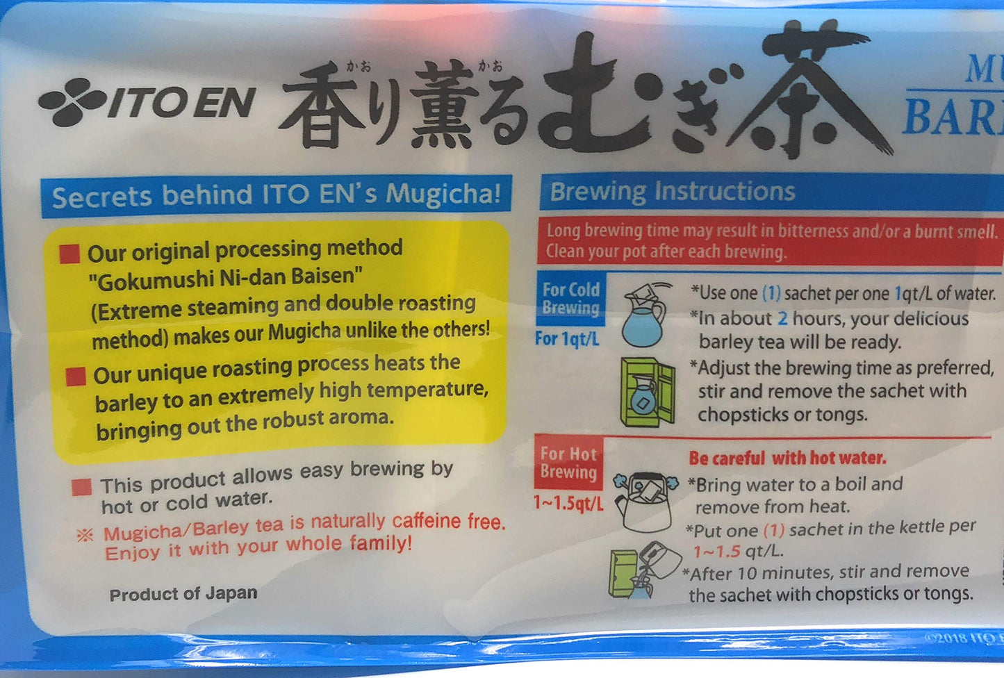 Ito En Japanese Barley Tea Kaori Kaoru (Aromatic) Mugichae Tea Cold/Hot 108 Bags