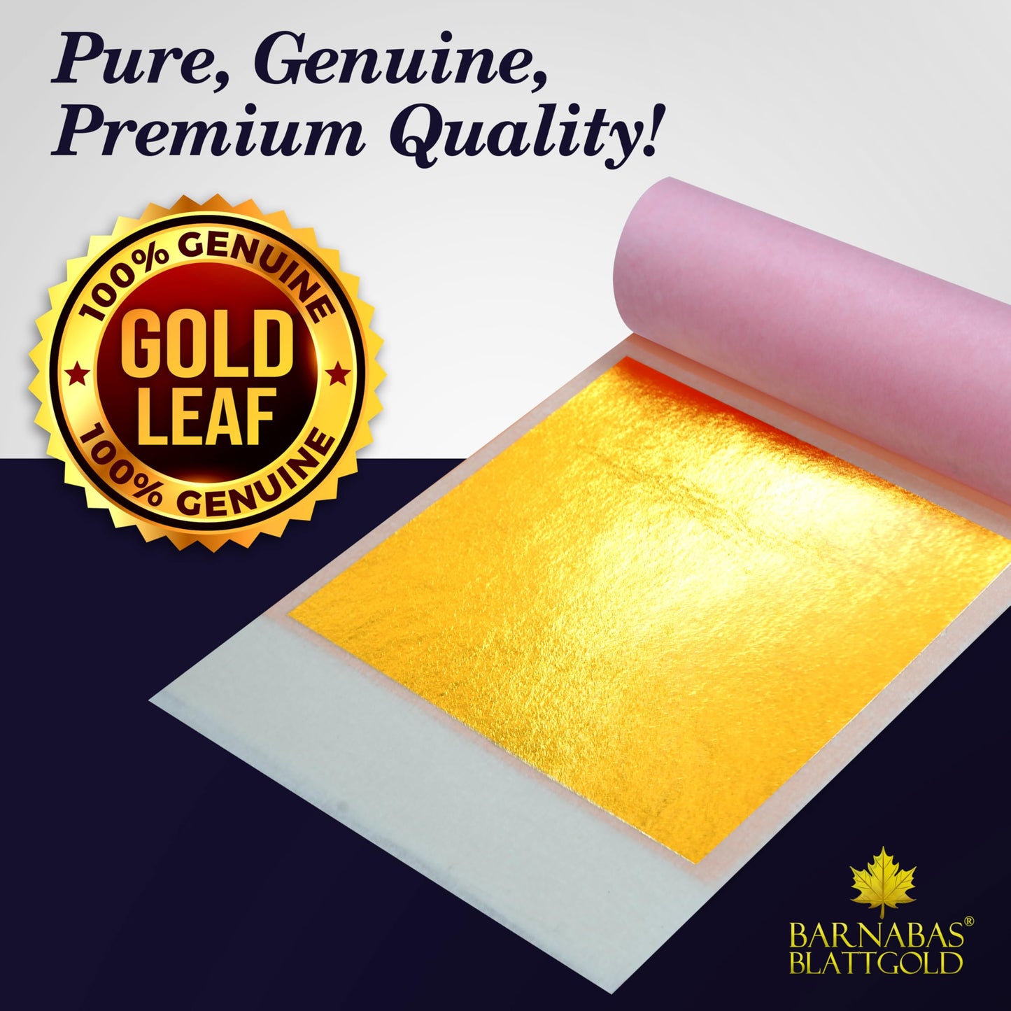 Barnabas Blattgold Edible Gold Leaf 24K Cake Decorations, 3.1 inches, Transfer protected design Leaf, Model G80-23.75K*-EDIBLE25