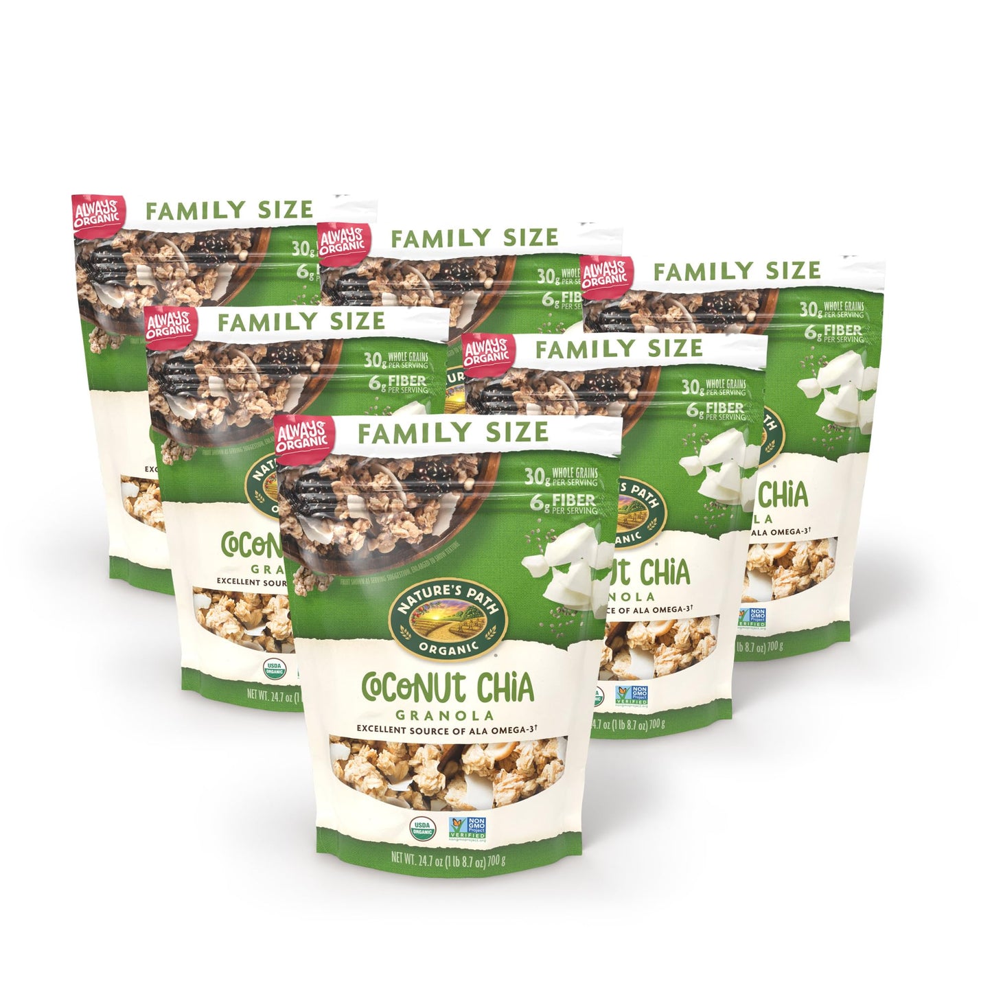 Nature'S Path Organic Coconut Chia Granola, 24.7 Oz (Pack Of 6), Value Size, Non-Gmo