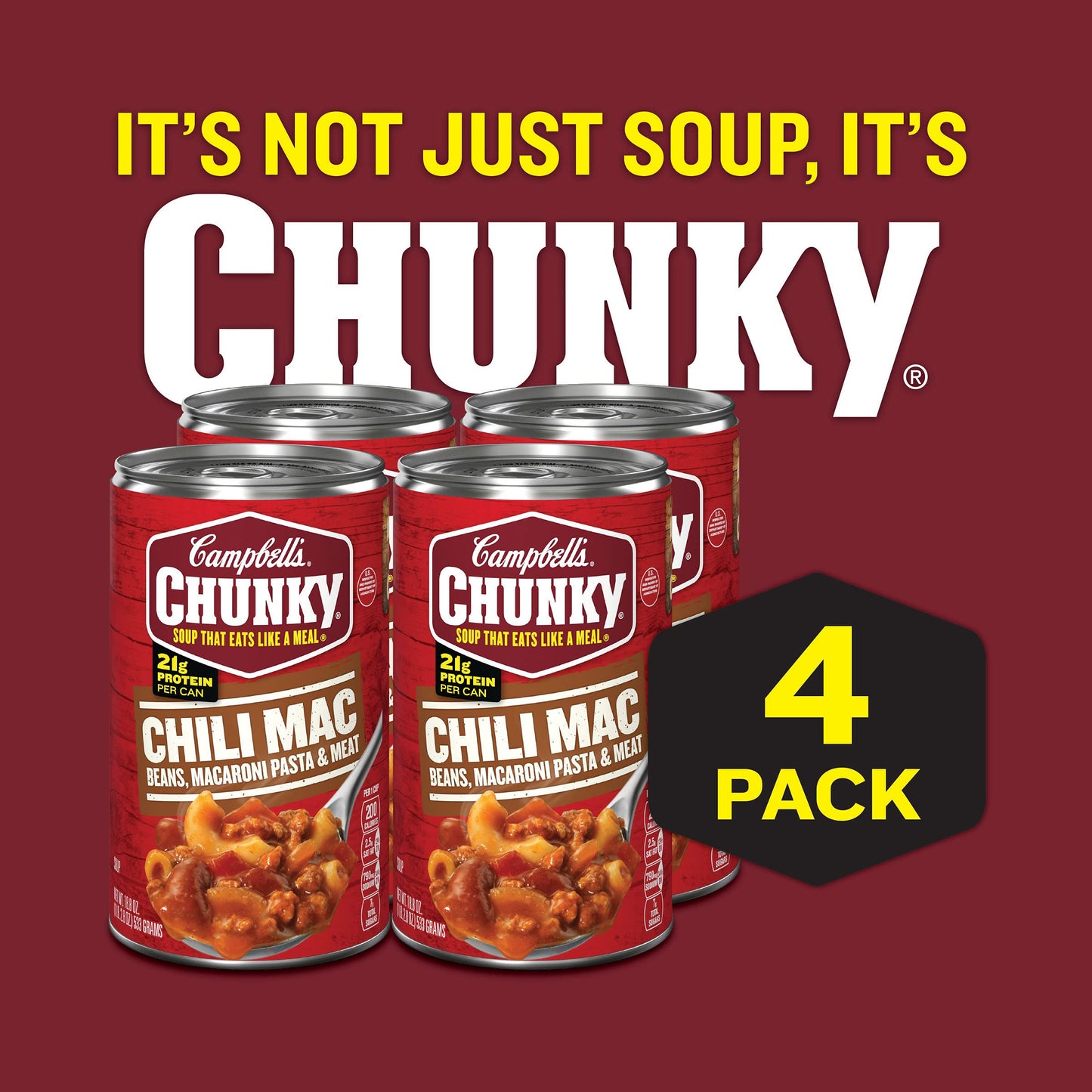 Campbell's Chunky Soup, Chili Mac, 18.8 Ounce Can (Pack of 4)