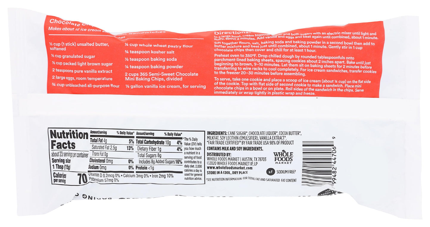 365 by Whole Foods Market Mini Semi-Sweet Chocolate Baking Chips, 12 Ounce, Perfect for Baking and Snacking