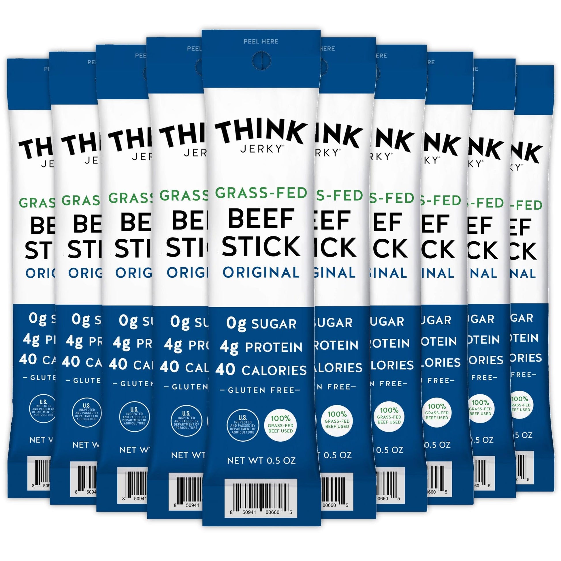 Think Jerky Original Beef Sticks, Gluten and Sugar Free, No Nitrates, Keto Paleo Friendly High Protein Low Carb Meat Snack - 0.5