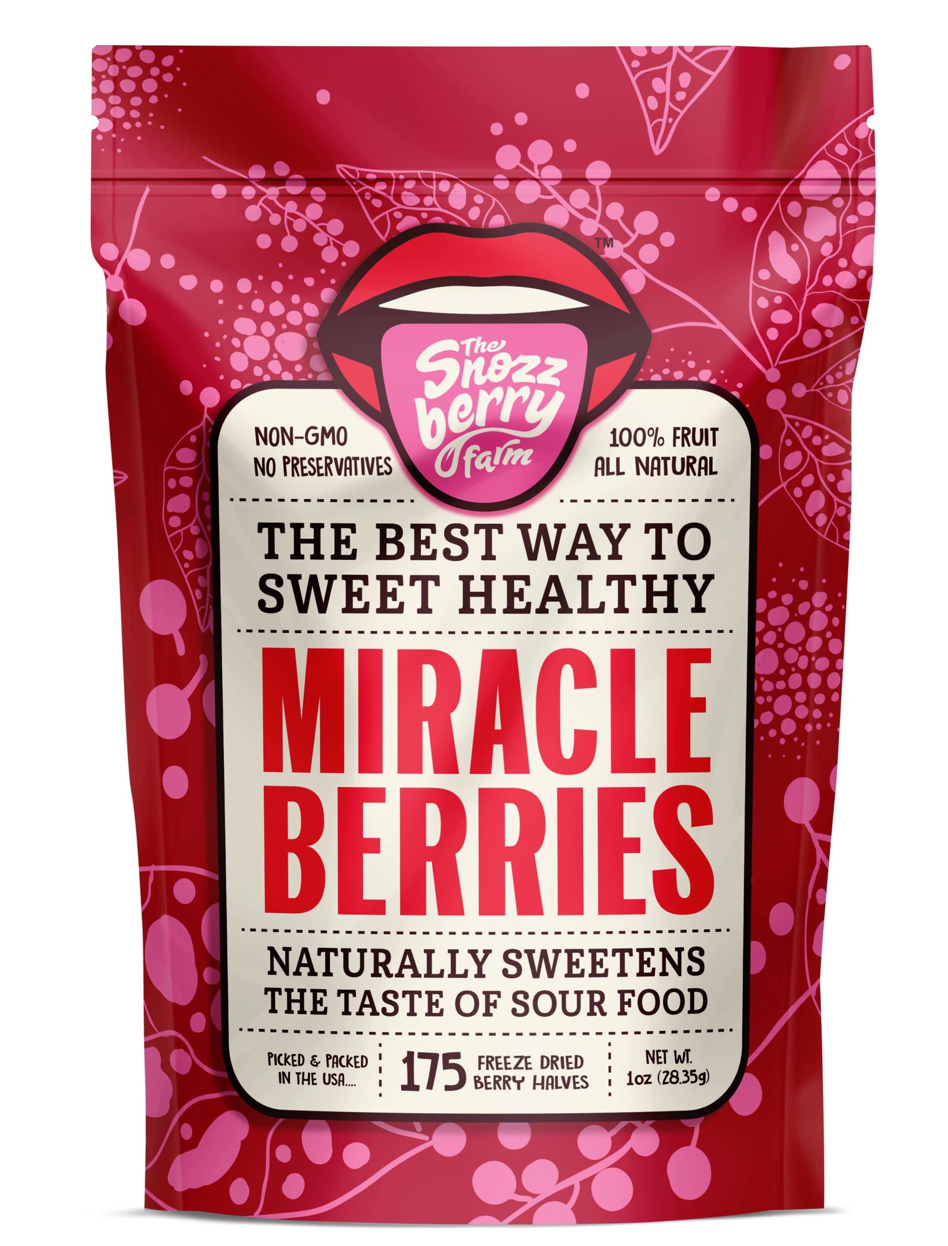 THE SNOZZBERRY FARM Miracle Berries - Freeze-Dried Berry Halves, 1 Ounce
