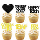 18pcs Black Gold Glitter Dessert Cupcake Pick for Straight Outta 2007 Cheer to 18 Years Old Theme Decor Supplies Happy 18th Birt