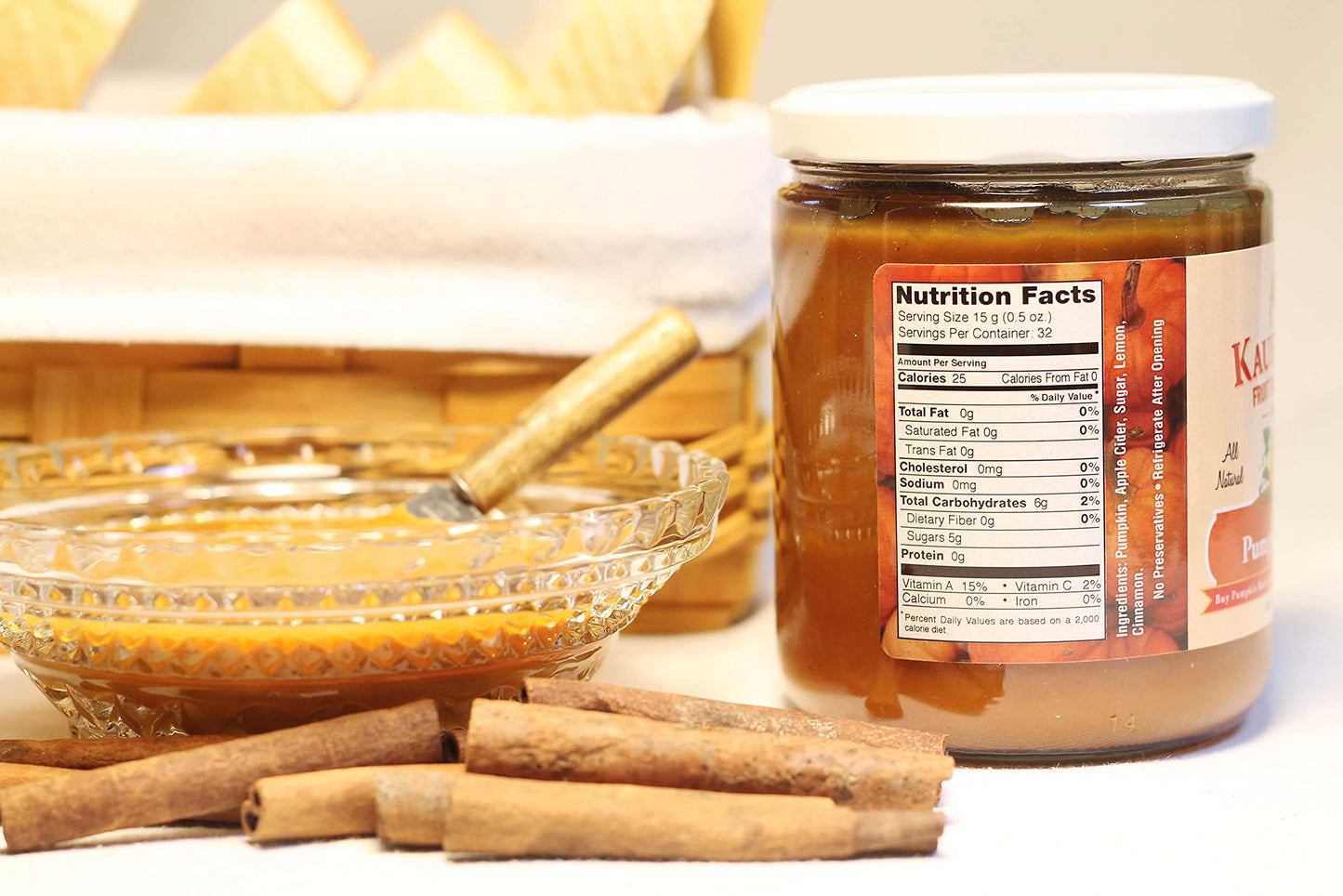 Kauffmans Fruit Farm Pumpkin Butter Spread, No Sugar Added, 17 Oz. (Pack of 2)