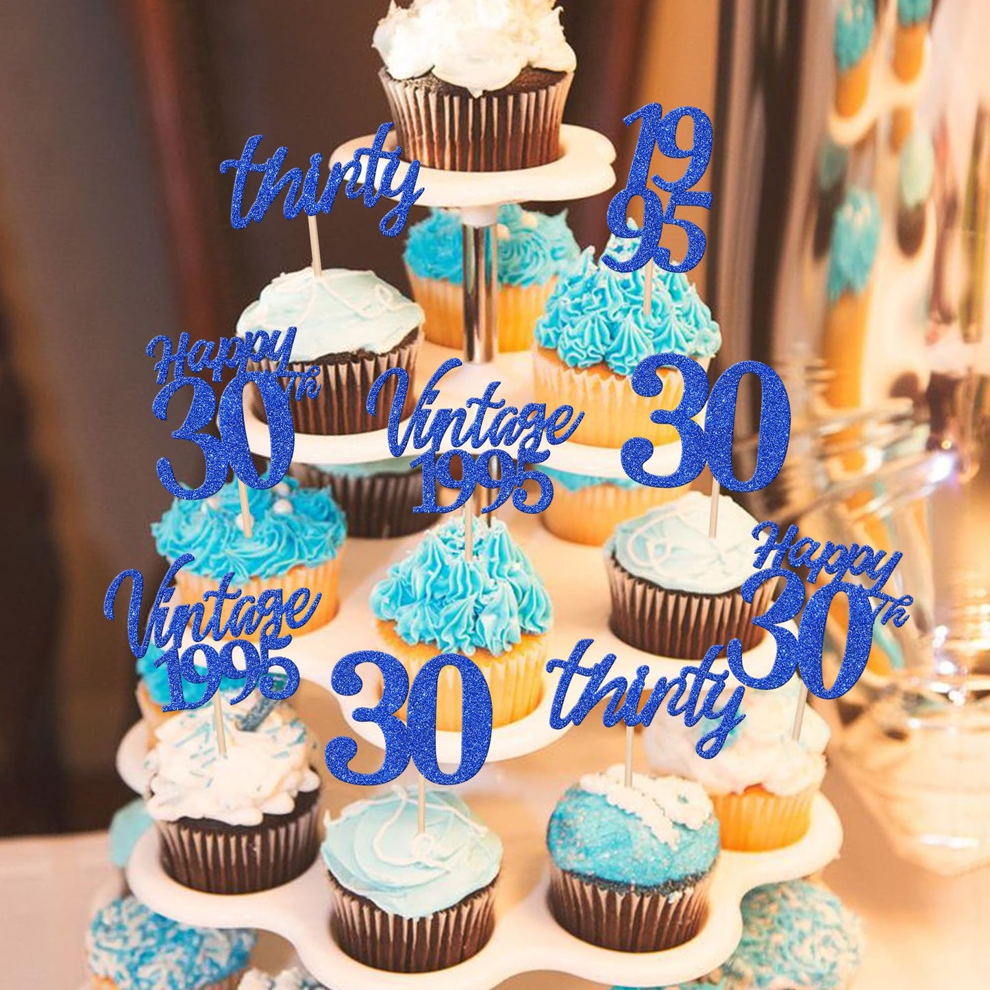 30Pcs Happy 30Th Birthday Cupcake Toppers Cheers To 30 Vintage 1995 Cupcake Picks Hello 30 Thirty 30Th Birthday Decorations For