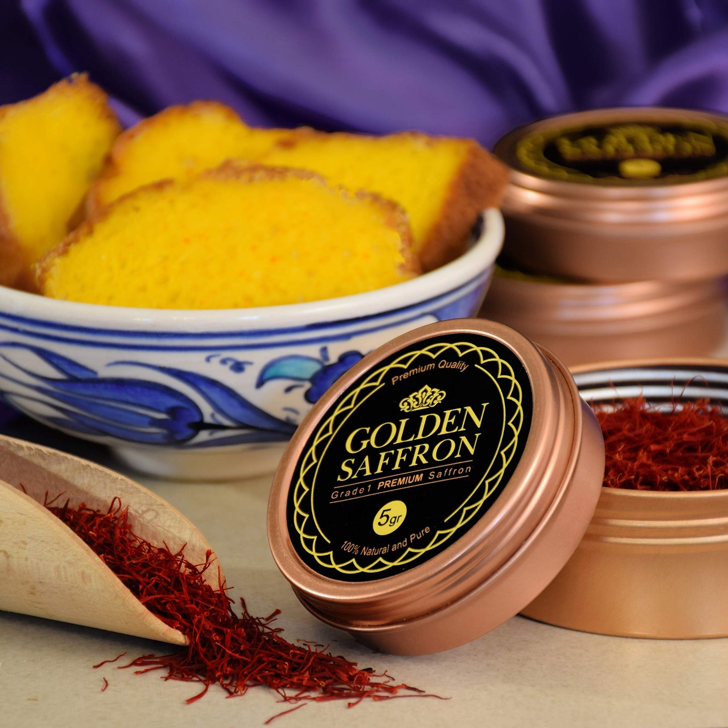 GOLDEN SAFFRON All Red Threads - Finest Pure Premium Saffron, Grade A+ Super Negin, Non-GMO, 0.17 Ounce for Tea, Rice, Desserts