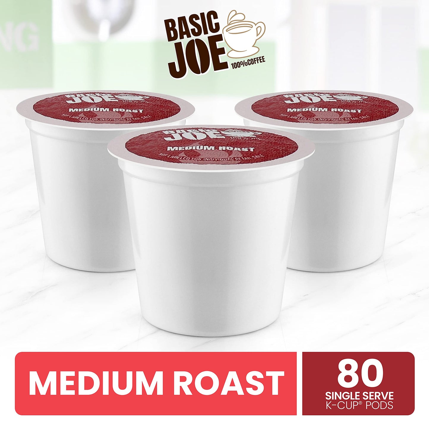 Basic Joe 80-Count Arabica Medium Roast Coffee Pods for K-Cup malt-inspired, Single Serve, Pack of 80