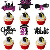 Gyufise 24Pcs Graduation Cupcake Toppers 2025 Purple Glitter Class of 2025 Cupcake Toppers Finally I Did It Grad Cap Diploma Cup