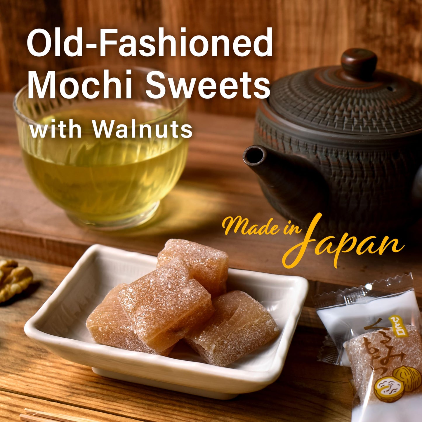 Yamasan Kyoto Uji Japanese Walnuts Mochi Candies, Japanese Traditional Nostalgic Sweets,Soft, Chewy And Mild Taste, Individually