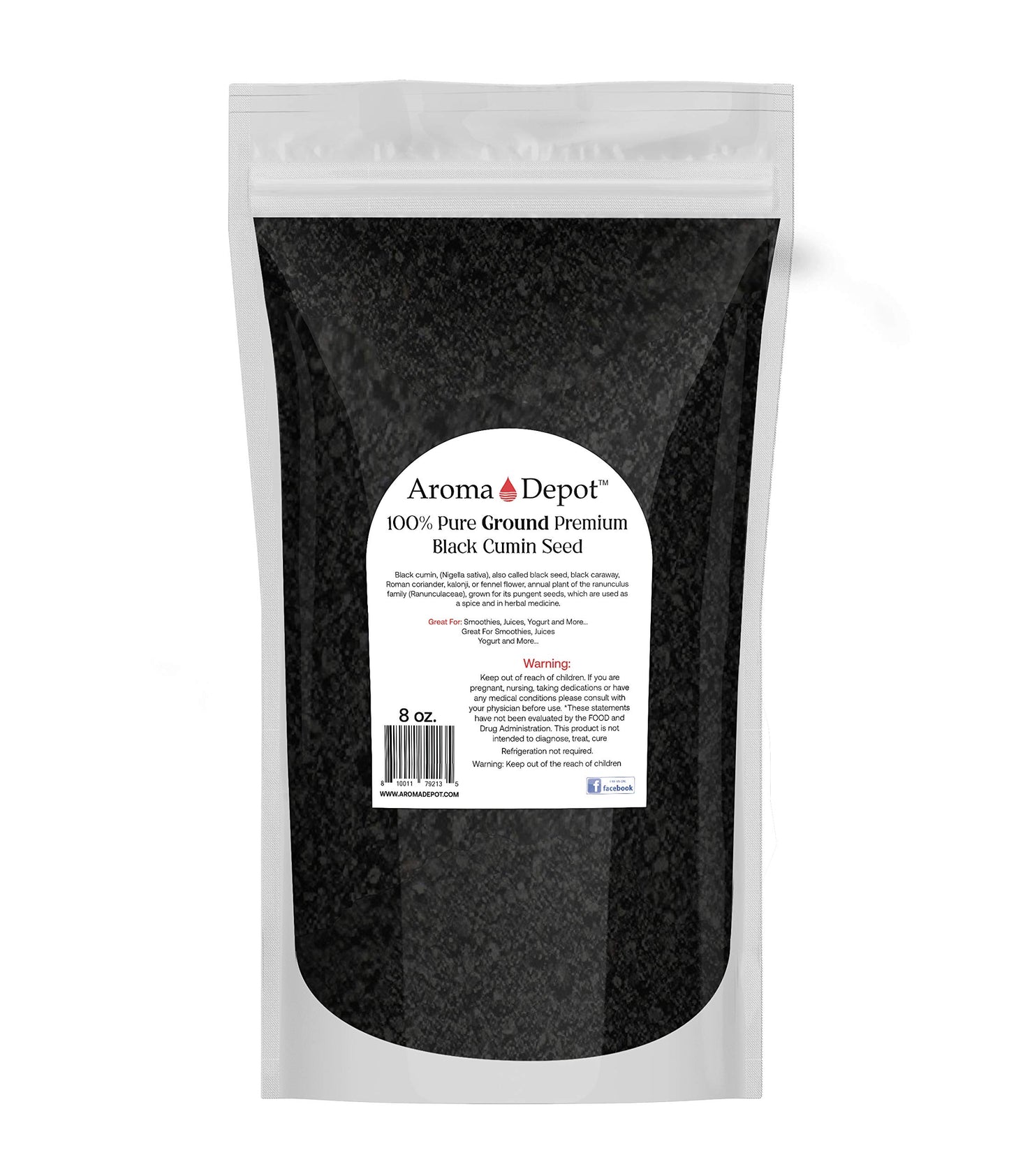 Aroma Depot Black Seed Powder, Ground Nigella Sativa, 100% Non-GMO, Gluten Free, 8 Ounce (Pack of 1)