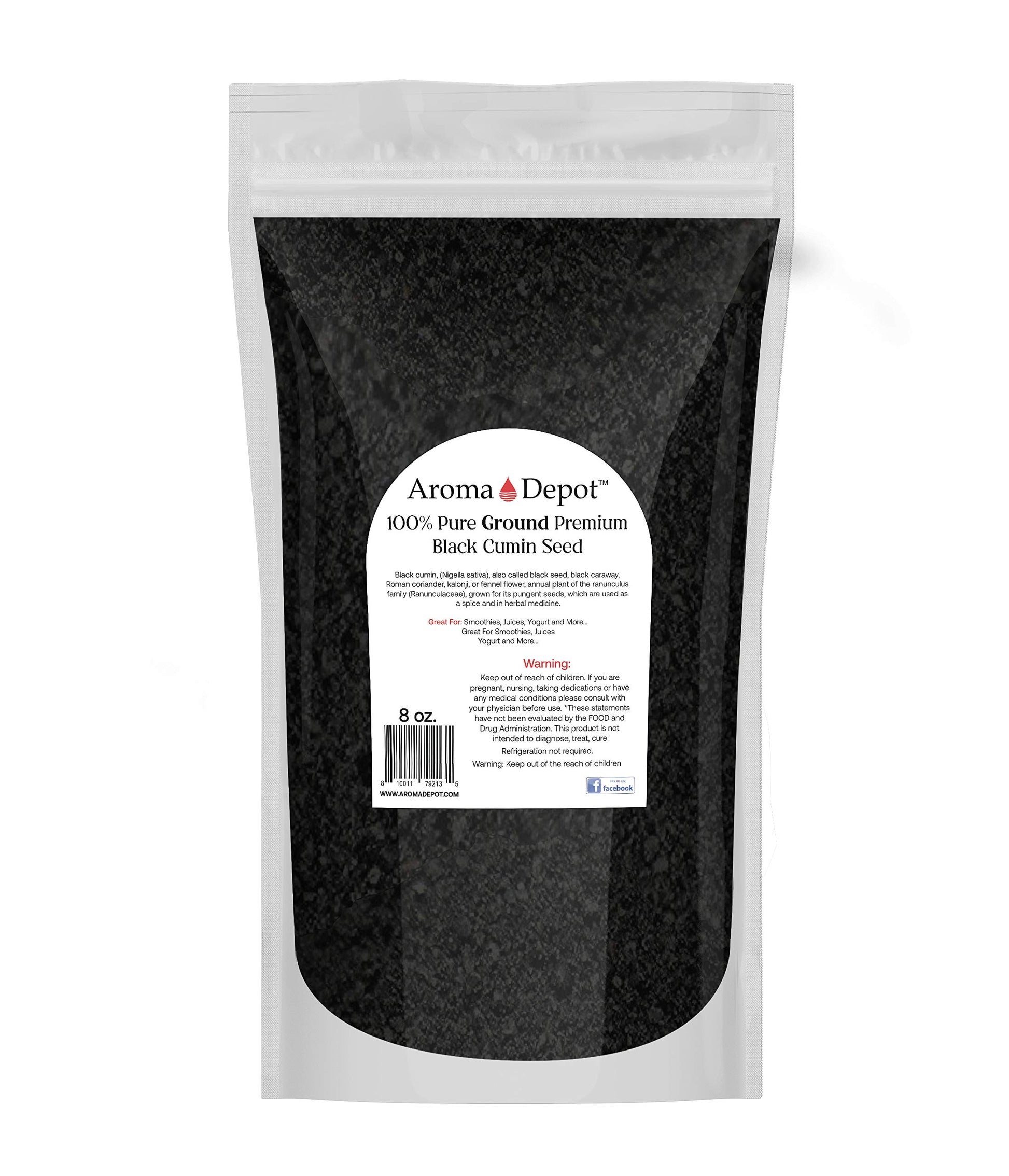 Aroma Depot Black Seed Powder, Ground Nigella Sativa, 100% Non-GMO, Gluten Free, 8 Ounce (Pack of 1)