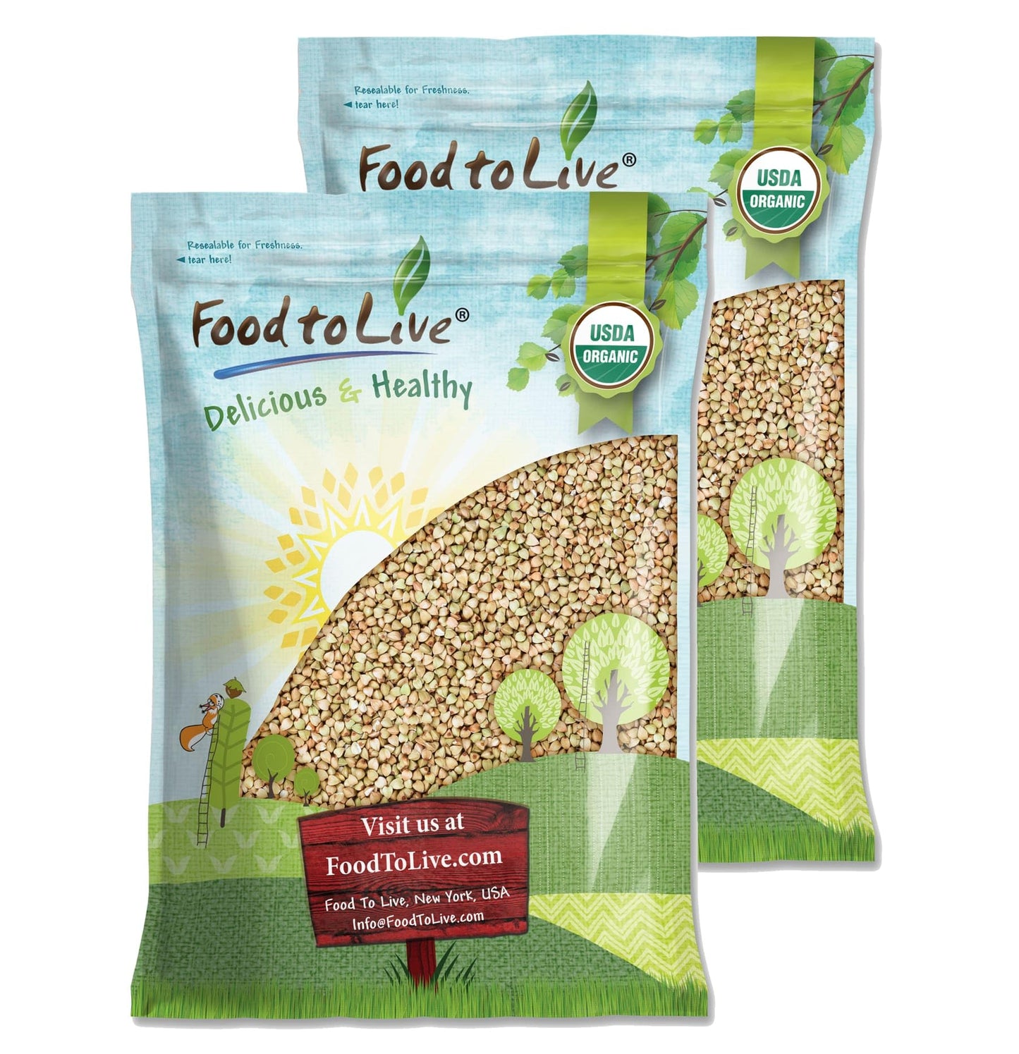 Food to Live - Gluten Free Organic Buckwheat Groats, 20 Pounds - Hulled Raw Non-GMO Whole Grain. Quick-Cooking. Perfect for Kash