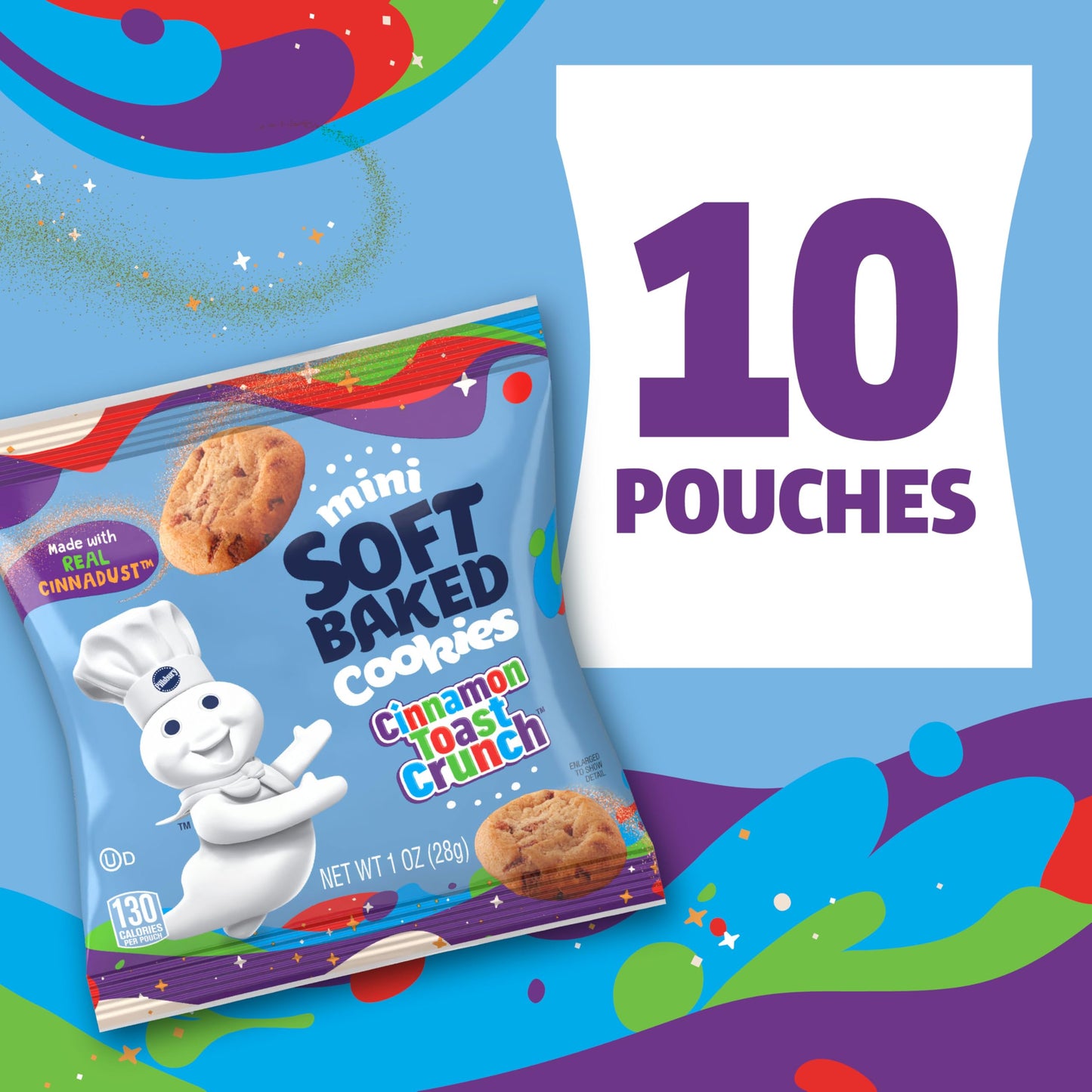 Pillsbury Mini Soft Baked Cookies, Cinnamon Toast Crunch, Made With Cinnadust, Snack Bags, 10 Ct