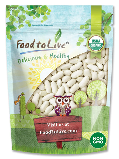 Food to Live Organic Cannellini Beans, 3 Pounds - Non-GMO, Dried White Kidney Beans, Sproutable, Vegan, Kosher, Bulk. Pre-Soak N