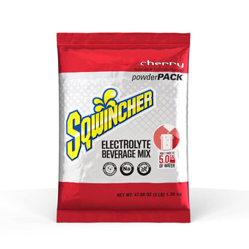 Sqwincher Powder Concentrate Electrolyte Replacement Beverage Mix, 5 gal, Cherry 016401-CH (Case of 16)