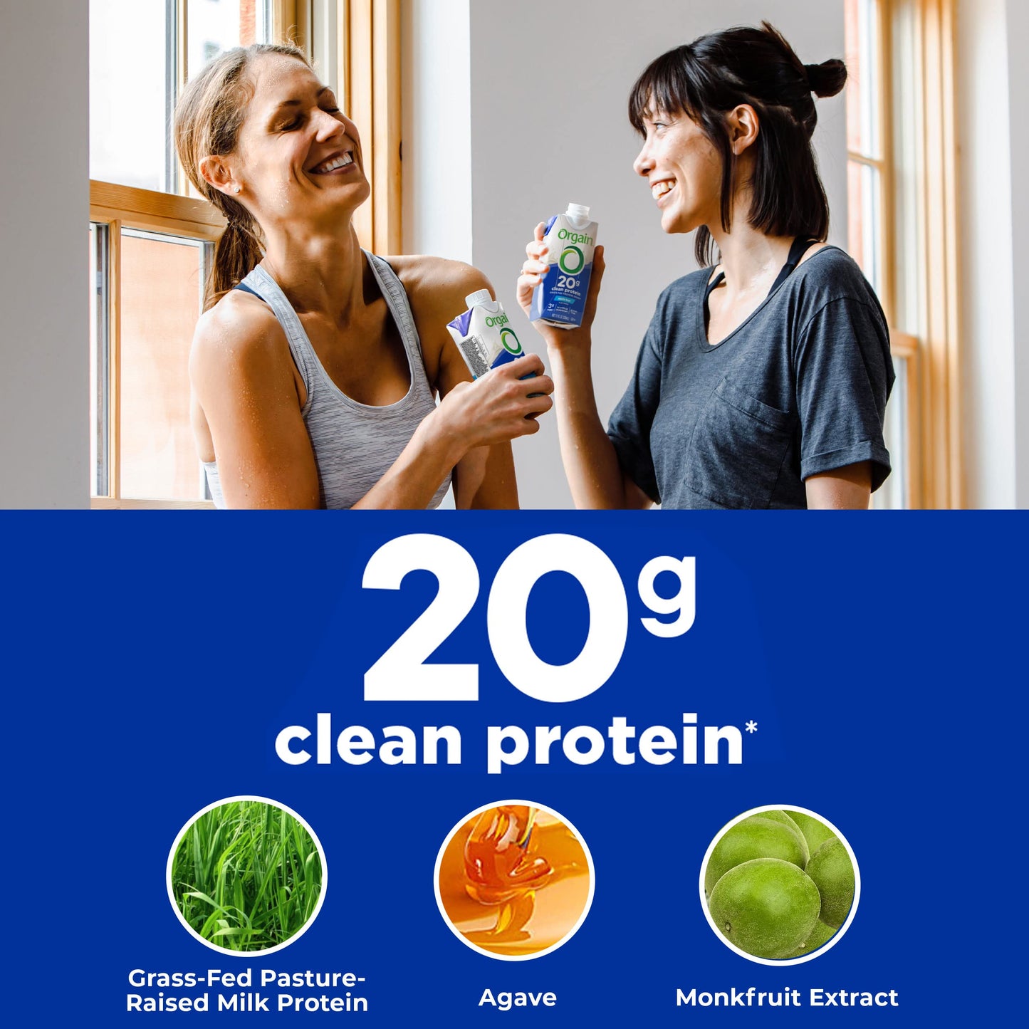 Orgain Clean Protein Shake  Grass Fed Dairy  Vanilla Bean - 20g Whey High Protein  Kosher  Ready to Drink  Low Net Carbs  Gluten Free  No Soy Ingredients  11 Fl Oz (Pack of 4)