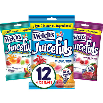 Welch's Juicefuls Juicy Fruit Snacks, Mixed Fruit, Berry Blast & Island Splash Fruit Gushers Variety Pack, Great For School Lunc