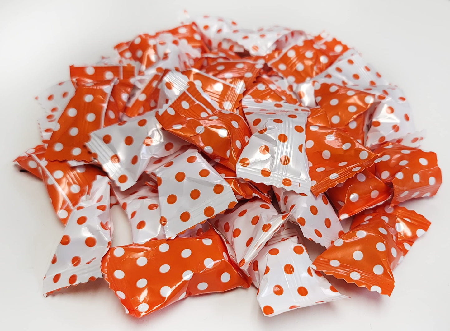 Peppermint 100 Count Wrapped In Orange Polka Dot Candy Wrapper - Mint Candy