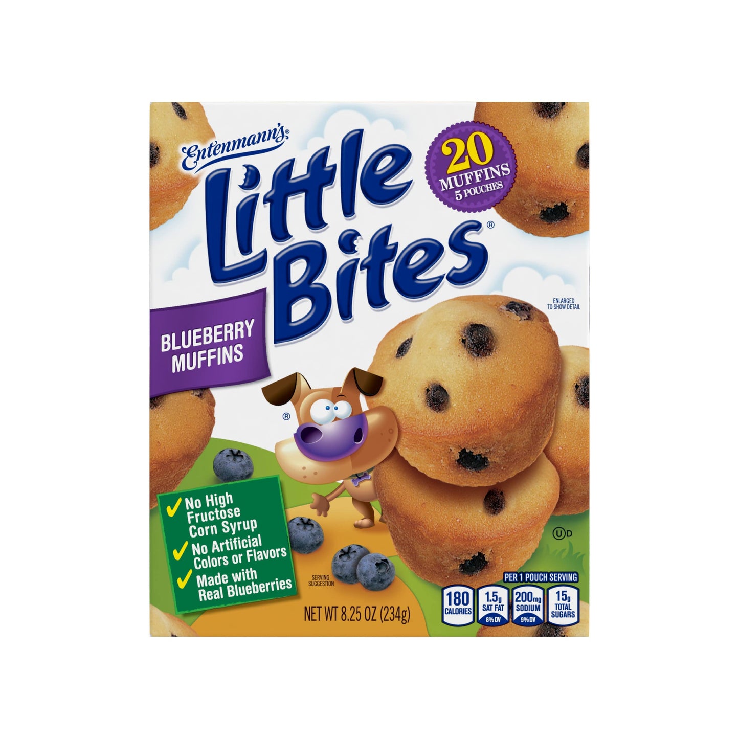 Entenmanns Little Bites Blueberry Muffins, Pouches of Mini Muffins, 8.25 oz, 5 Count