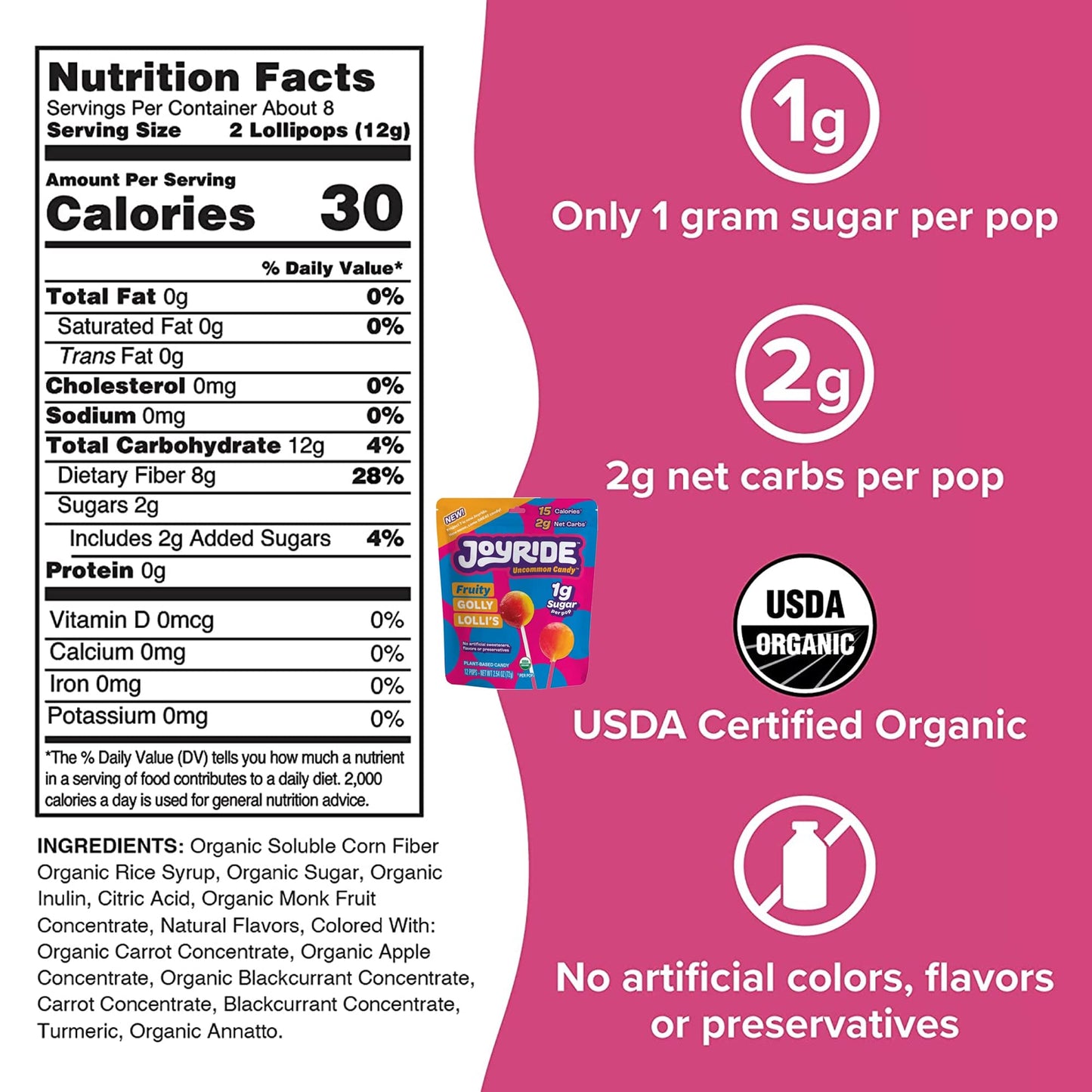 SmartSweets, Joyride Project 7 Low Sugar Candy Variety Box - Low Calorie, High Fiber, Low Carb Gummies and Lollipops