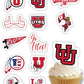 University Of Utah Utes Cupcake Toppers (24 Pcs) University Of Utah Party Supplies For Football Tailgating, Birthday Party, Utah