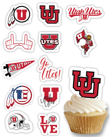 University Of Utah Utes Cupcake Toppers (24 Pcs) University Of Utah Party Supplies For Football Tailgating, Birthday Party, Utah