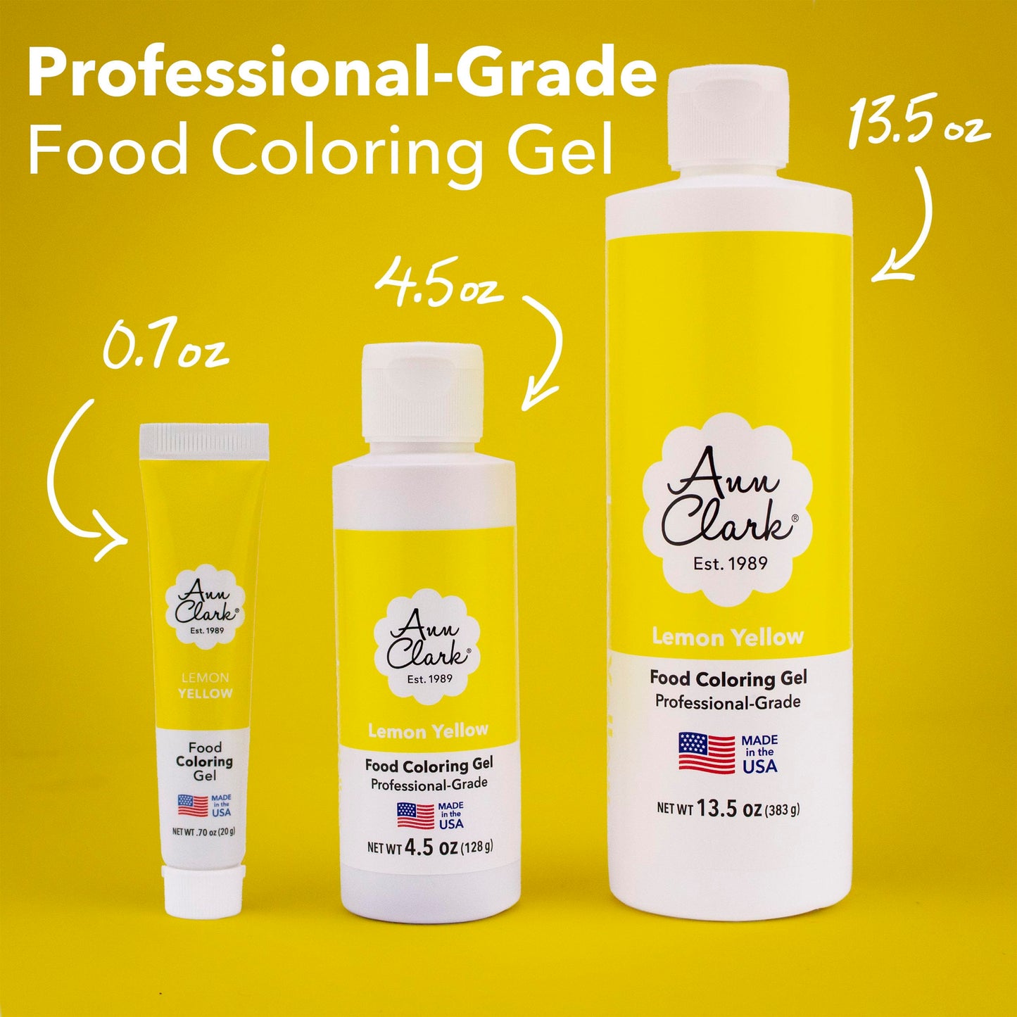 Ann Clark Food Coloring Gel, Professional Grade, 0.7 oz, Yellow